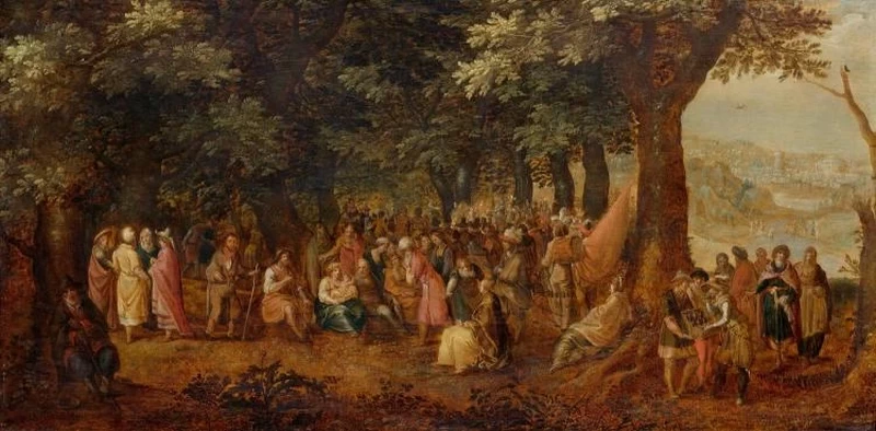 Paesaggio forestale con l'Adorazione dei Magi
